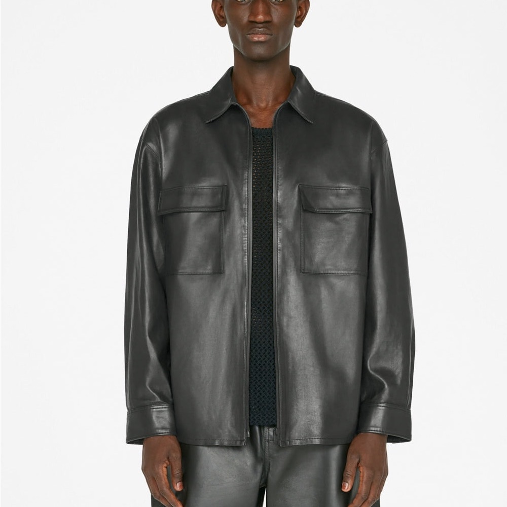 FRAME Long Sleeve Leather Shirt